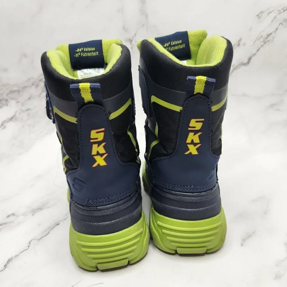 Skechers High Slopes Winter Rain Snow Boots Blue Green Kids Child Size 11